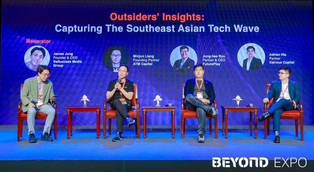 L-R: James Jung, Founder & CEO BeSuccess Media Group; Minjun Liang, Founding Partner ATM Capital; Jung-hee Ryu, Partner & CEO at FuturePlay and Adrian Hia, Partner at Kairous Capital.