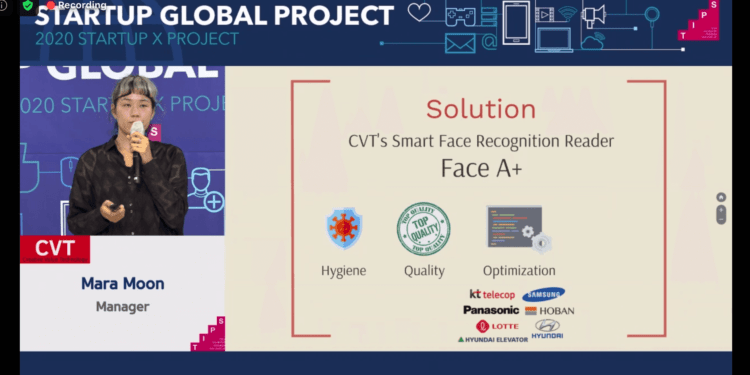 CVT startup presenting at the TIPS X beSUCCESS Korean Startup Showcase.