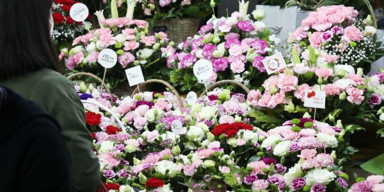 The world celebrates  mother’s day on May 9 and Koreans celebrate ‘Parents Day ‘ on May 8. Here at the Namdaemun Flower Market people purchasing flowers for Parents’ Day.  Photos: Yonhap
