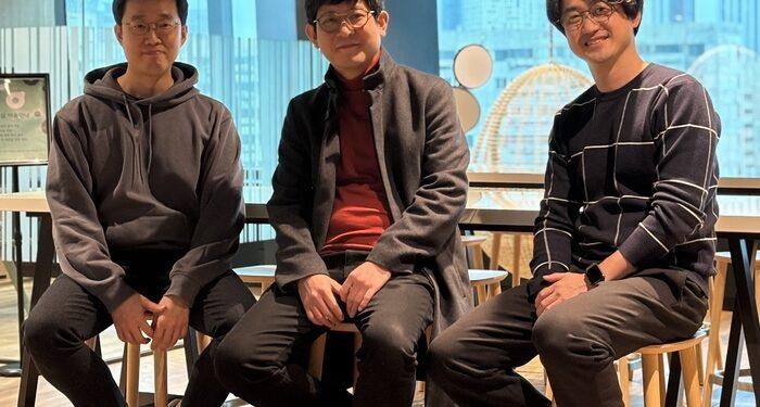 Photo) CTO Kim Byung-ki, co-founder of Modafl, CEO Choi Hang-jip, and CSO Kim Seung-dae (from left)