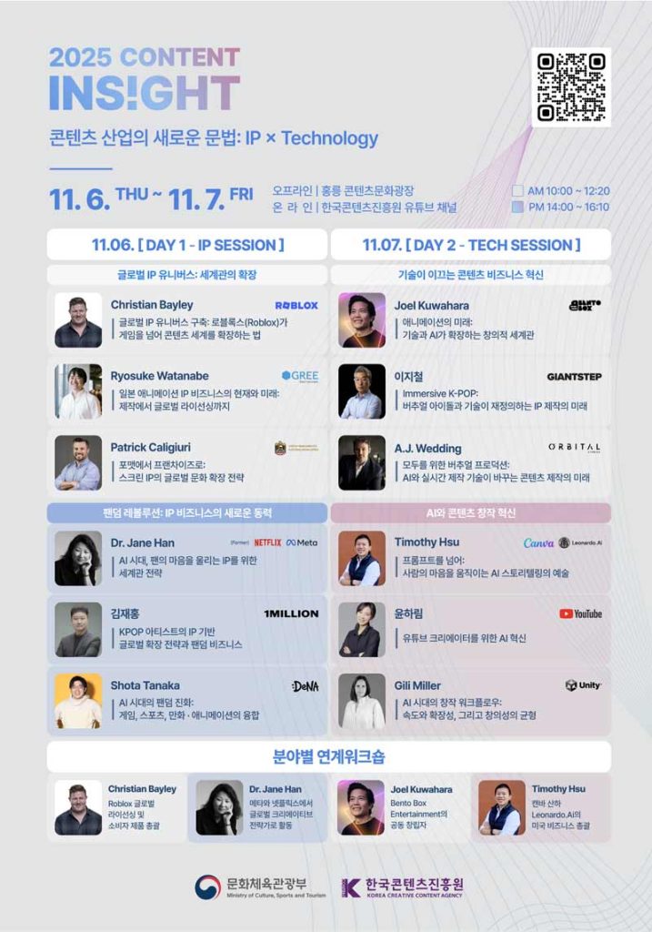 Join 2,000+ global innovators at 2025 CONTENT INS!GHT in Seoul—where IP, AI, and technology redefine the future of storytelling and creative business.