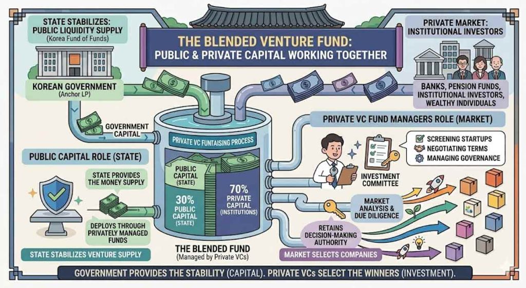How Korea converts public budget into venture capital through the Fund of Funds and KVIC, and what this capital structure means for global founders and investors.