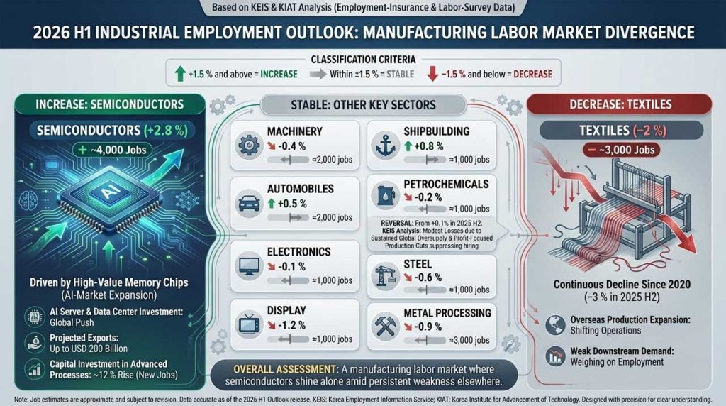 Korea’s manufacturing job forecast highlights the next policy crossroads: how to sustain AI-driven semiconductor growth while reviving human capital across other sectors.