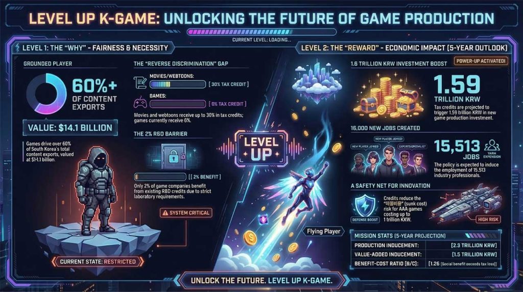 Korea debates game production tax credits as rising development costs and limited R&D access threaten smaller studios and startup survival.