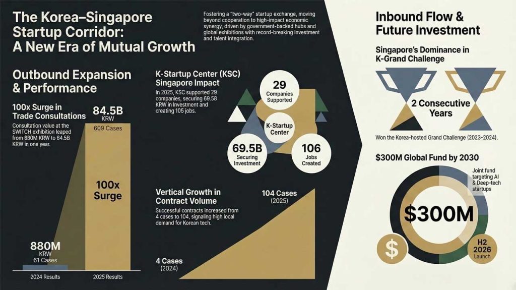 Korea and Singapore expand startup exchange through SWITCH, KSC Singapore, and K-Scouter, building a two-way pipeline for market entry, investment, and scaling.