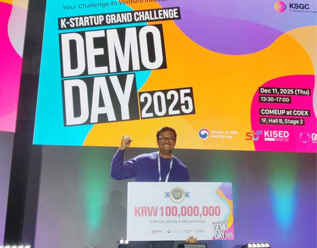 Konnect Founder and CEO Ravi Shankar Pandit Winning Grand Prize at 2025 K-Startup Grand Challenge. | Source: LinkedIn