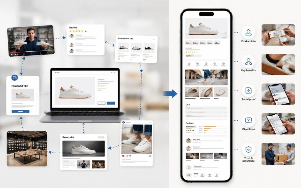 AI illustration of Korea's long e-commerce page. 