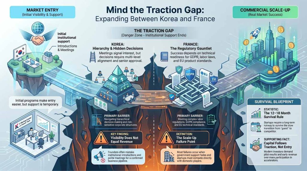 Korea - France traction gap. | AI infographic