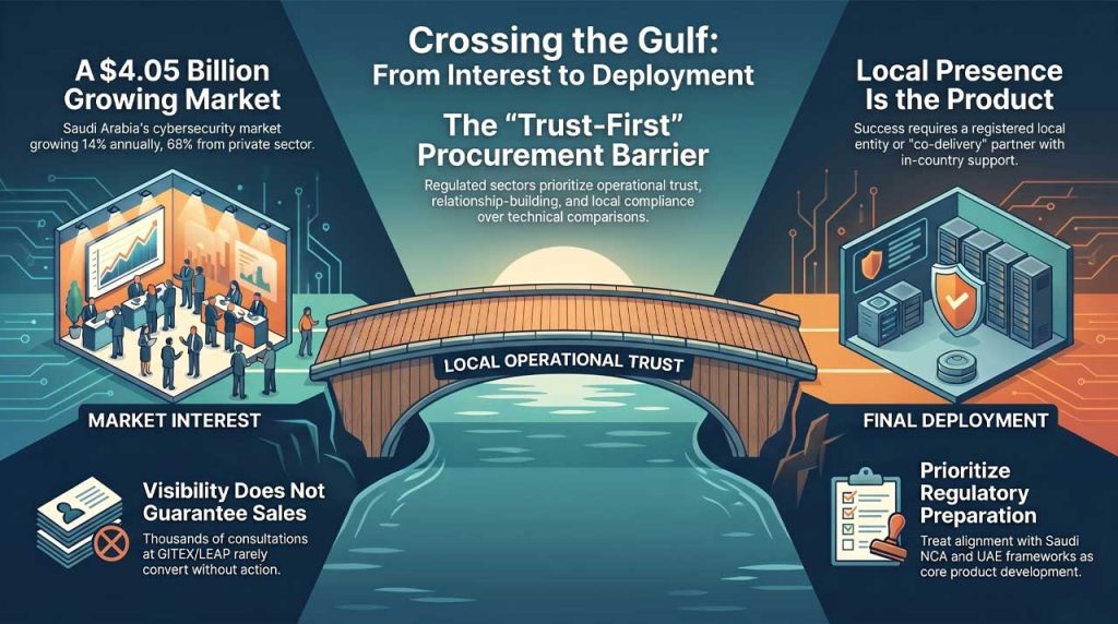 Navigating the Middle East for cybersecurity startups. | AI infographic