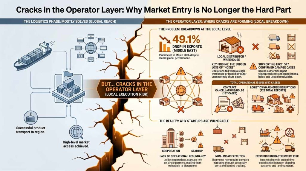Korean startups face hidden execution risk in the Middle East as warehouse shutdowns and operator misalignment disrupt real-world expansion workflows beyond logistics