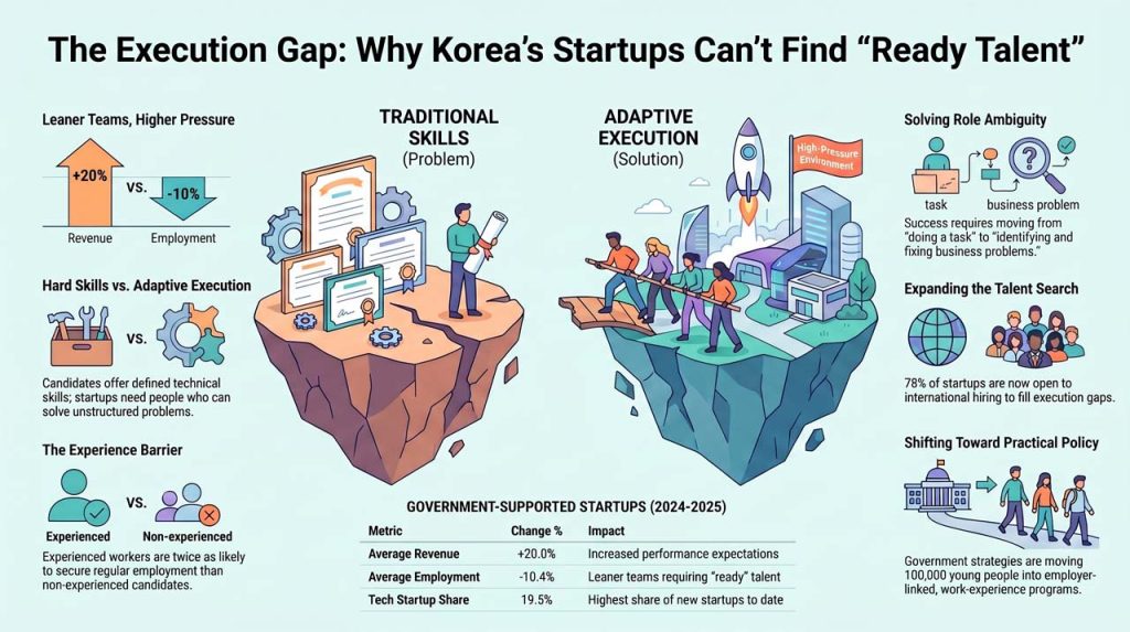The "ready talent" challenge in Korean startups. | AI infographic