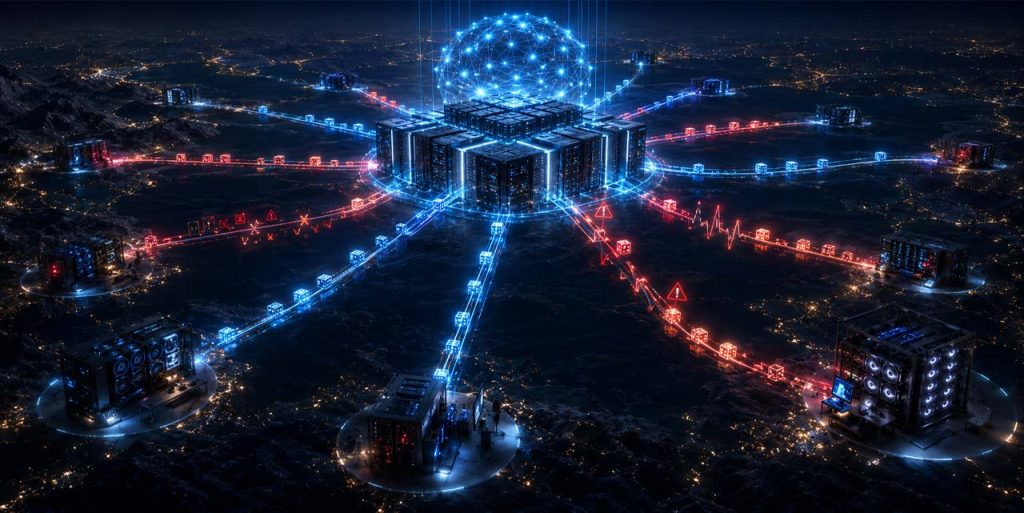 AI illustration of network and infrastructure.