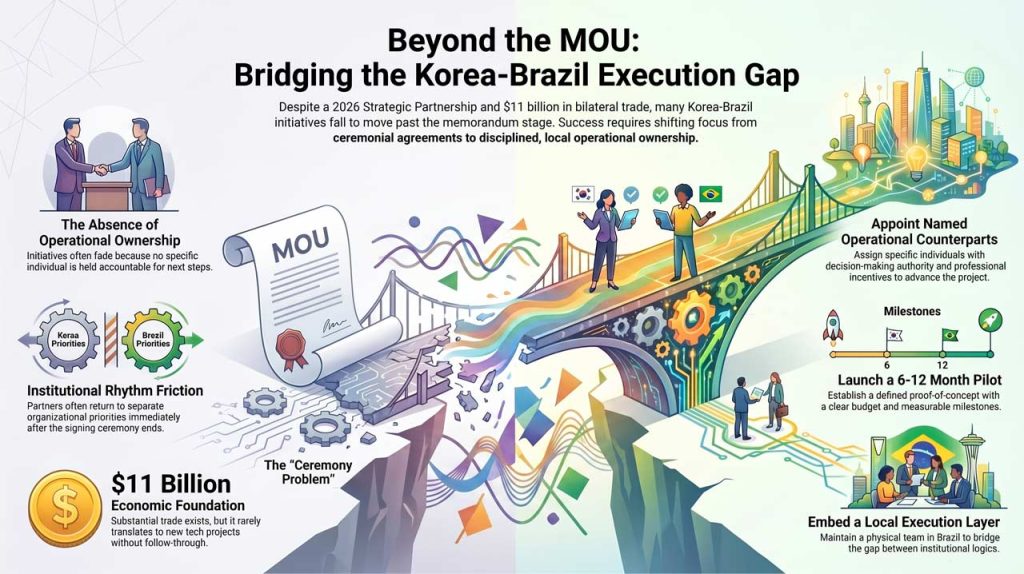 Bridging Korea - Brazil partnerships. | AI infographic