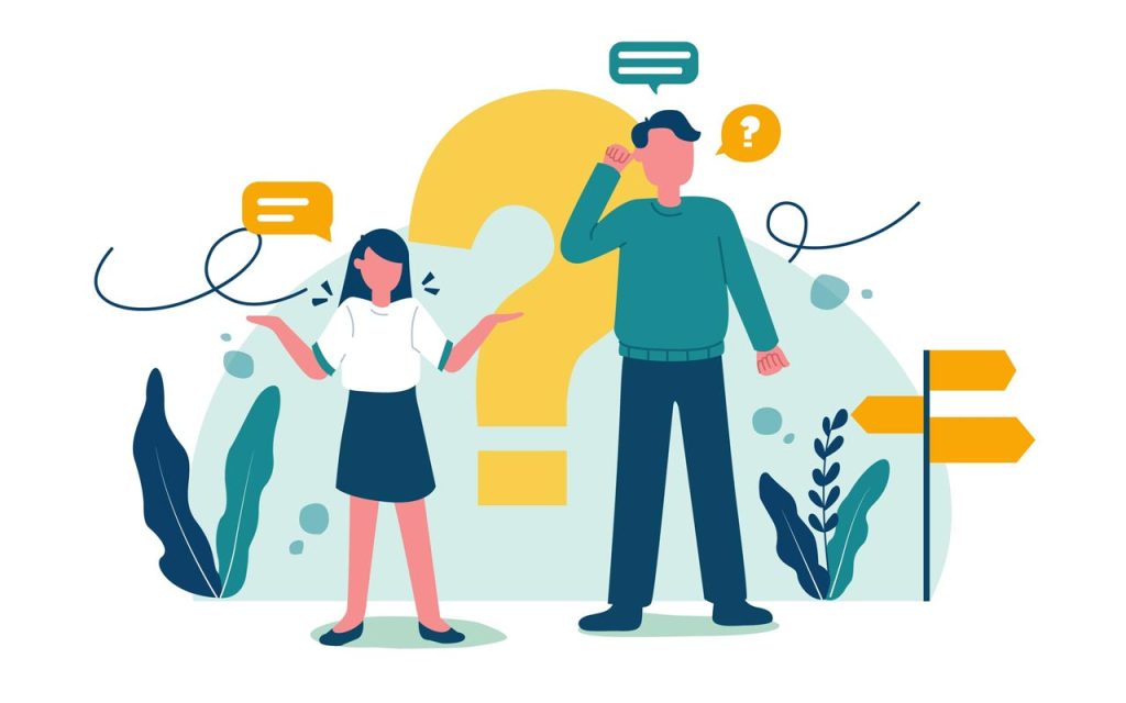Illustration of ambiguity in communications. | Stock Photos