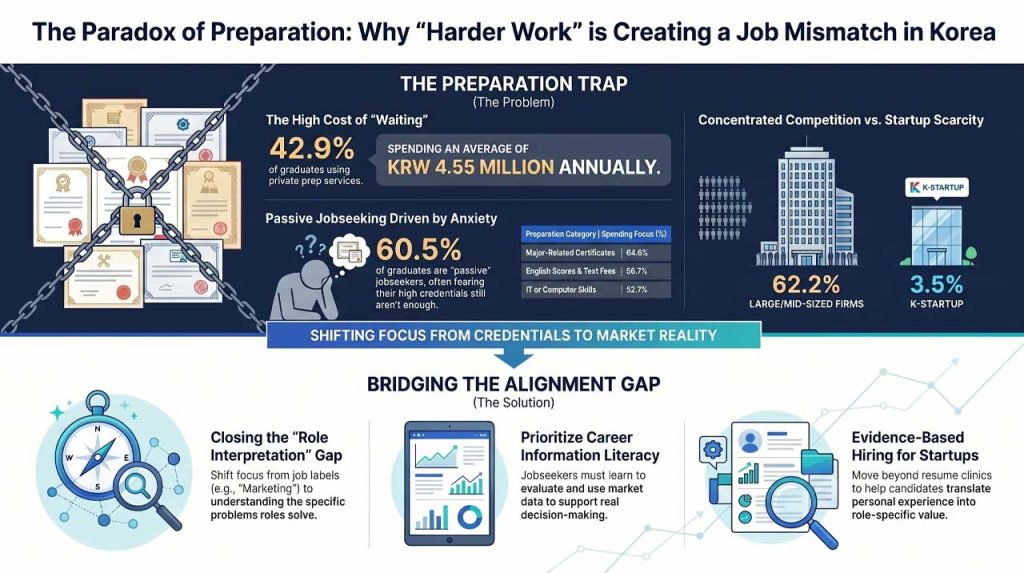 The paradox in Korea’s jobseekers preparation process. | AI infographic