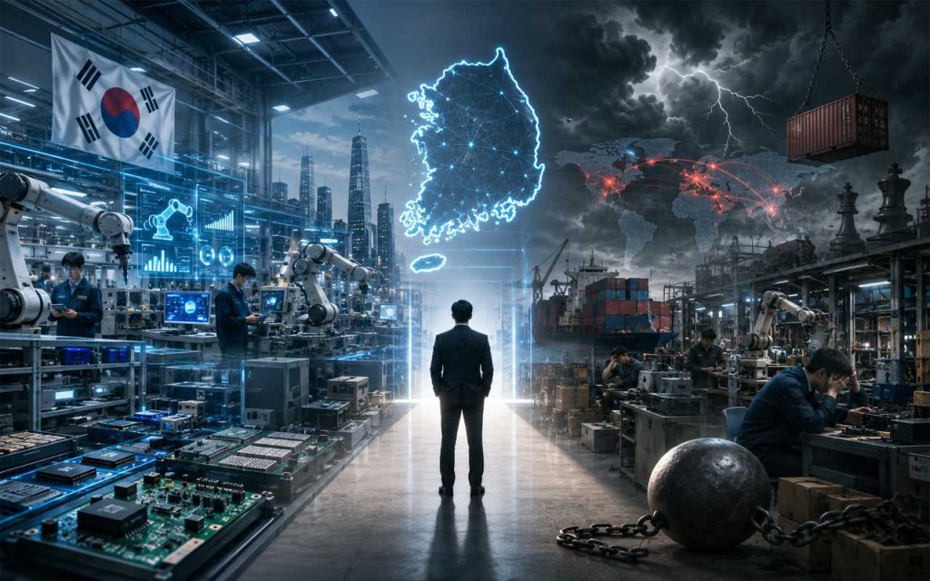 AI illustration of Korea's manufacturing and startups relation circumstances.