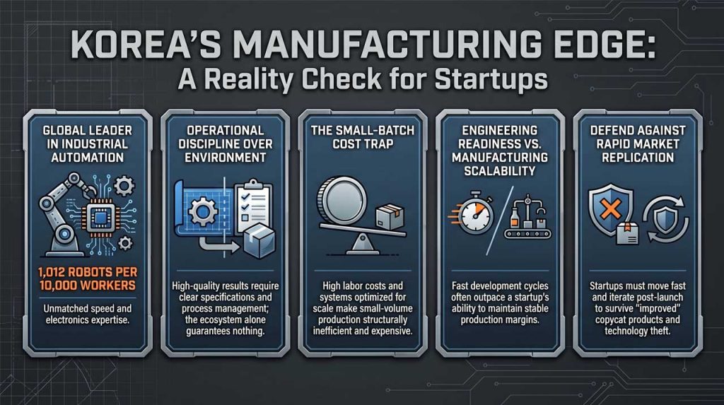 Korea's manufacturing reality check for startups. | AI infographic