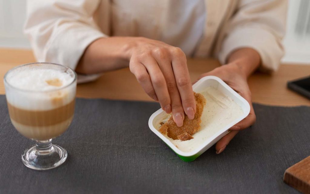 Illustration of a customer tasting a prototype. | Stock Photos