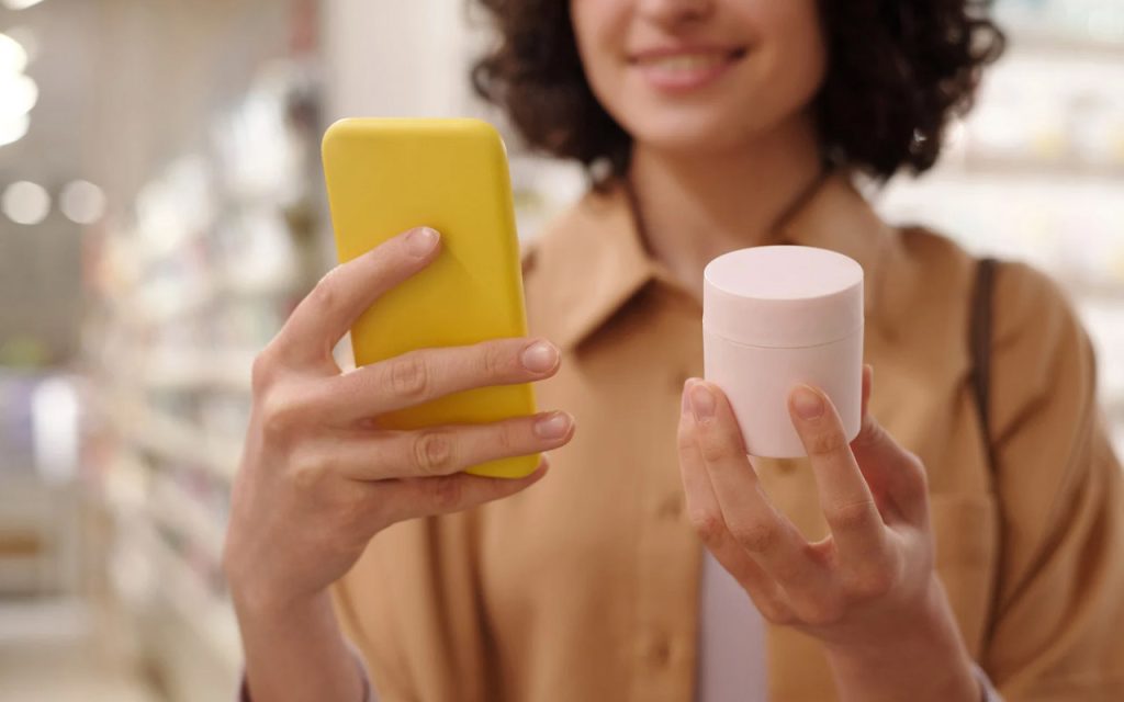 Illustration of user checking product online. | Stock Photos