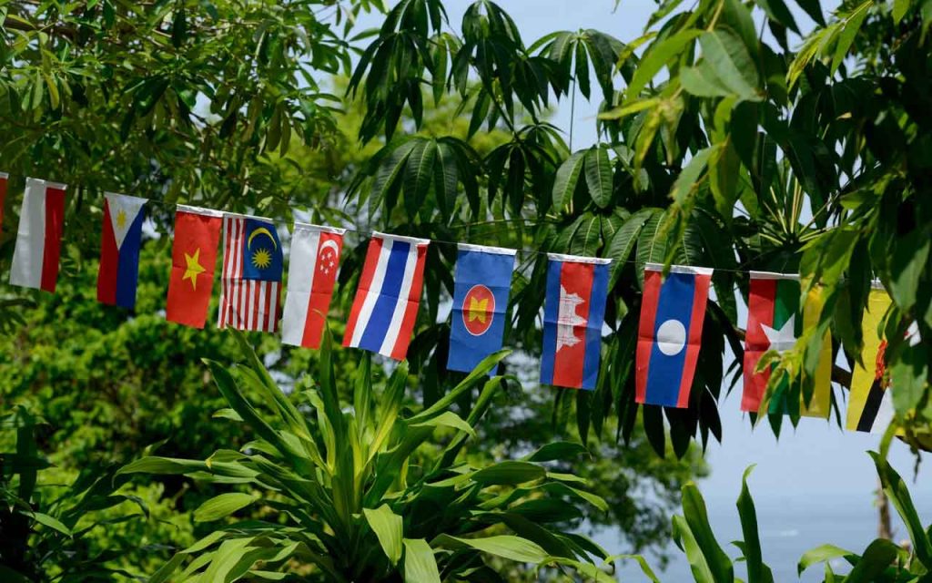 Illustration of ASEAN countries' flags. | Stock Photos