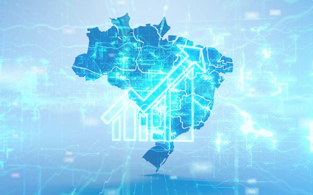 Illustration of Brazil tech market and investment. | Stock Photos