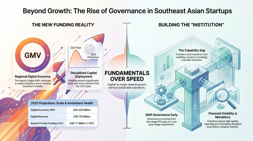 The rising focus on startup governance in Southeast Asia. | AI infographic