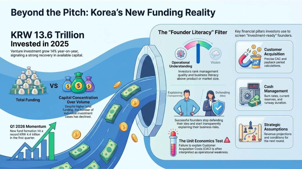 The new funding realities for Korean startups. | AI infographic