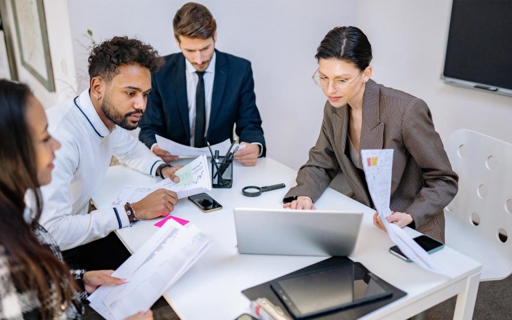 Illustration project team discussion. | Stock Photos