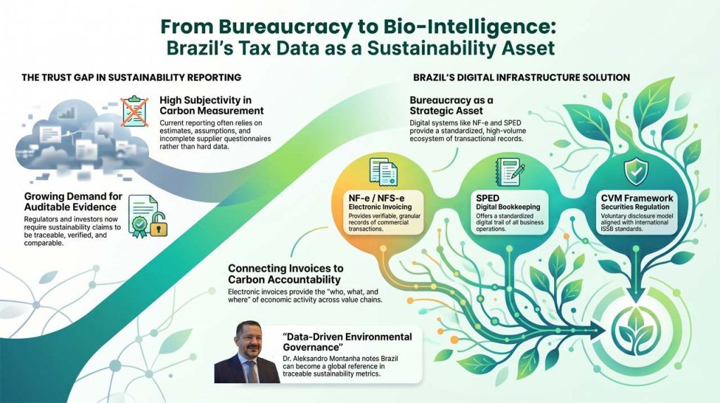 Understanding tax data as sustainability asset. | AI infographic