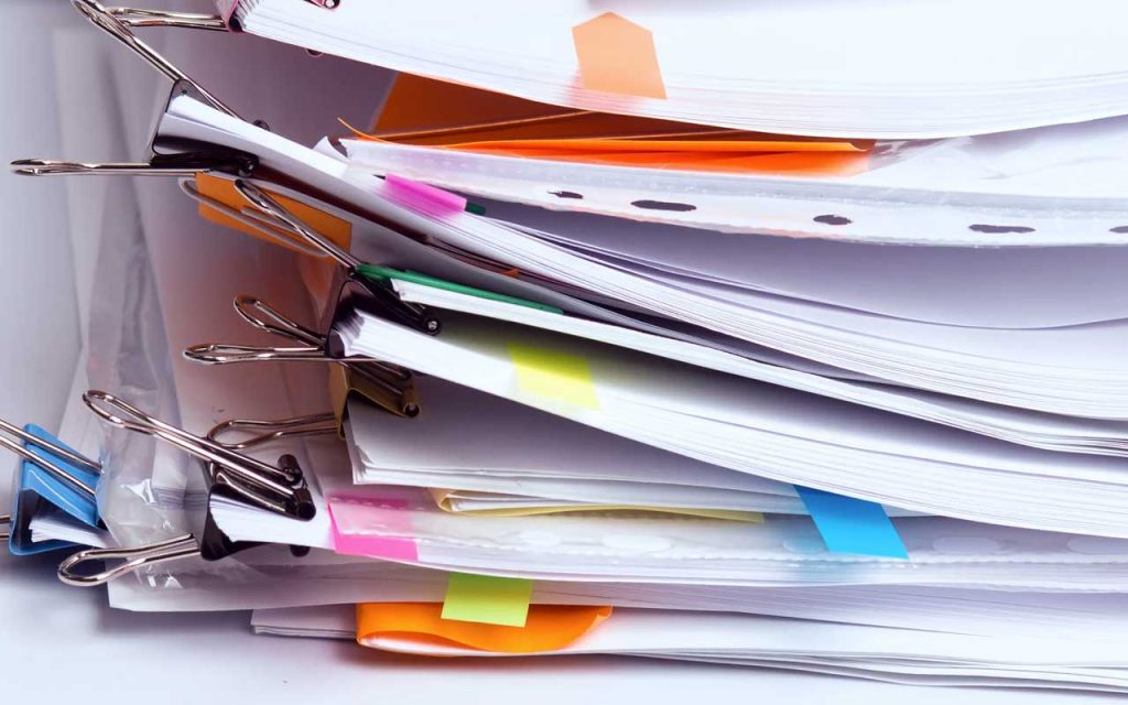 Illustration of documentation waiting for review. | Stock Photos
