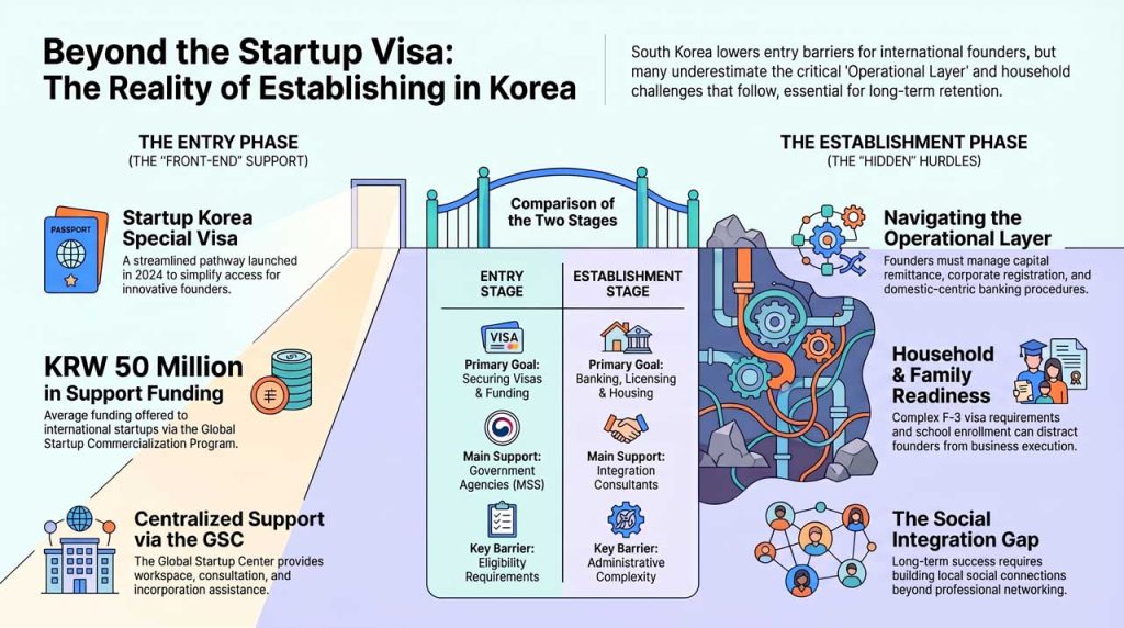Hidden realities and challenges of startup establishment in Korea. | AI infographic