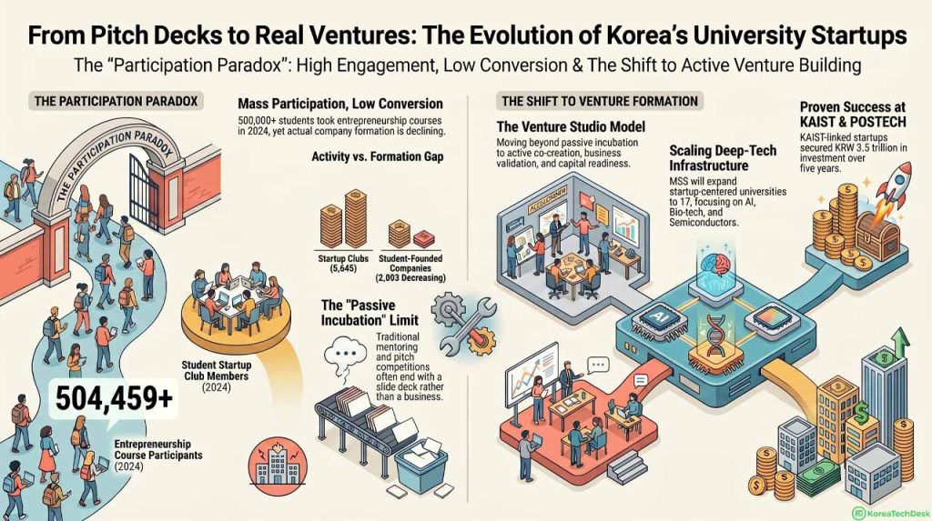 Understanding Korea's university startup evolution. | AI infographic