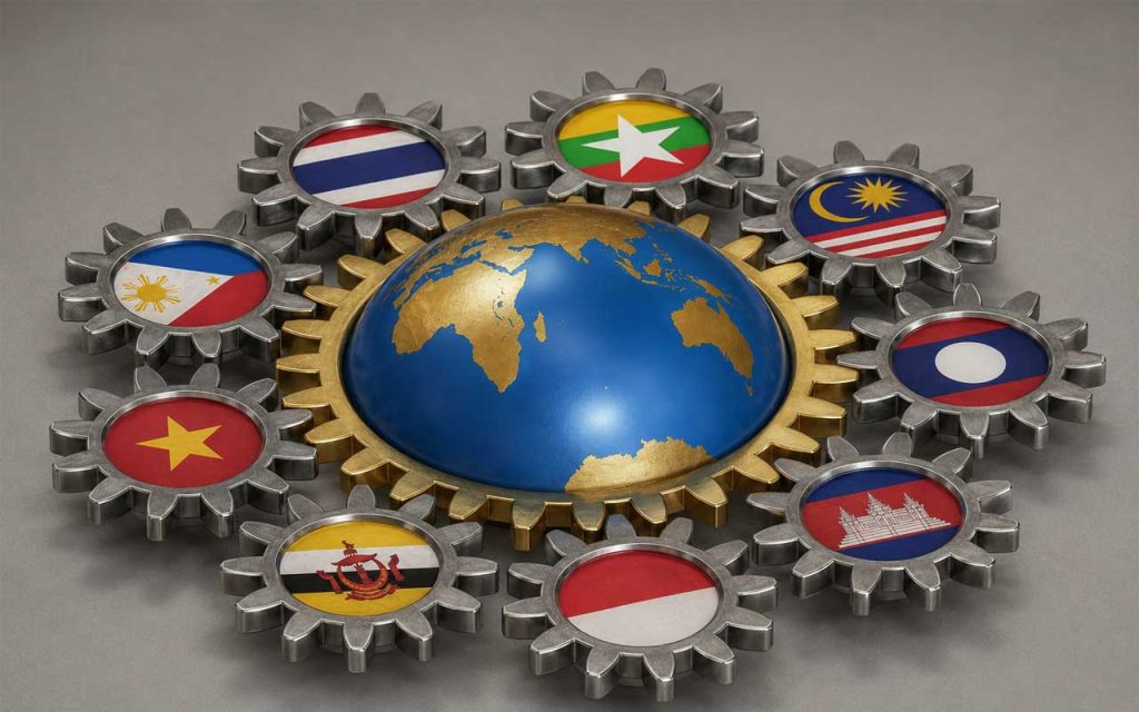 Illustration of different regions that make ASEAN. | Stock Photos
