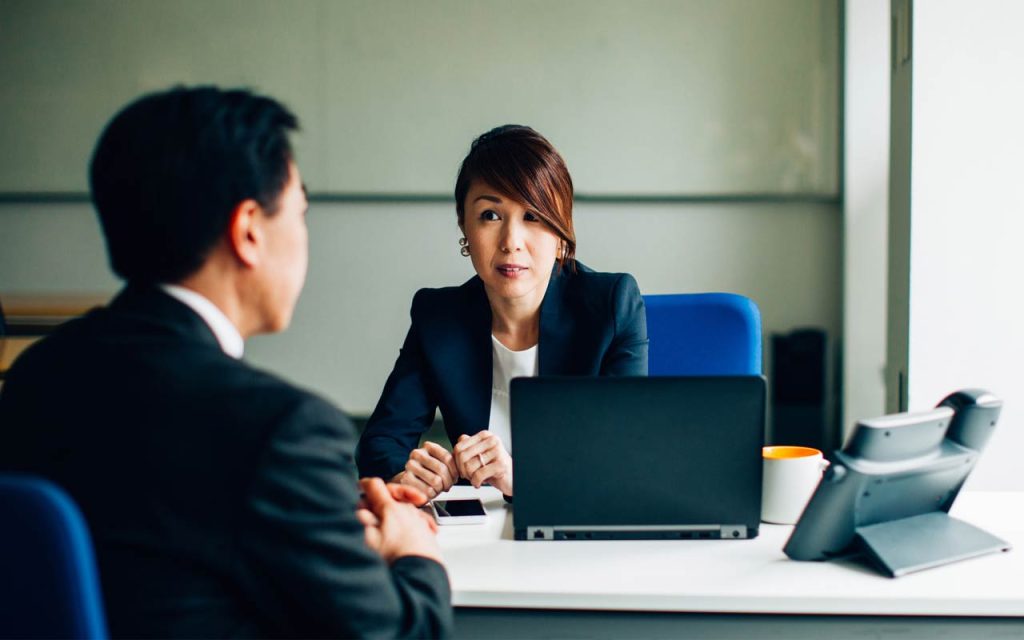 Illustration of a business meeting in Japan. | Stock Photos