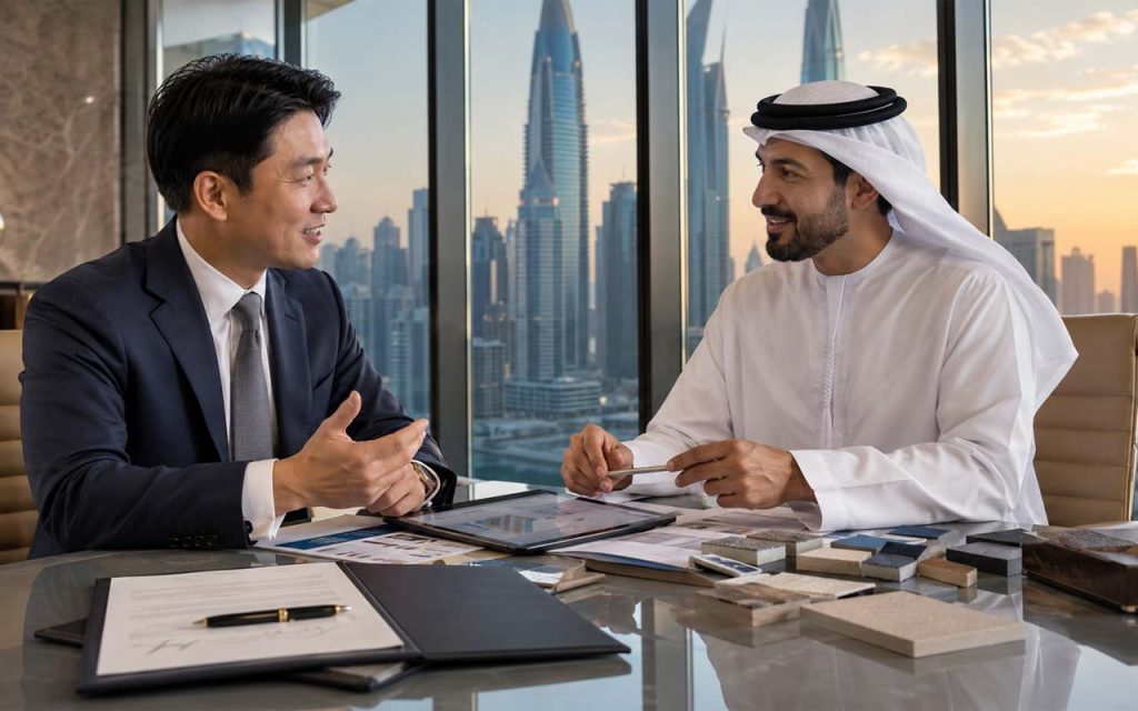 AI illustration of building trust and business relationship in the Middle East.