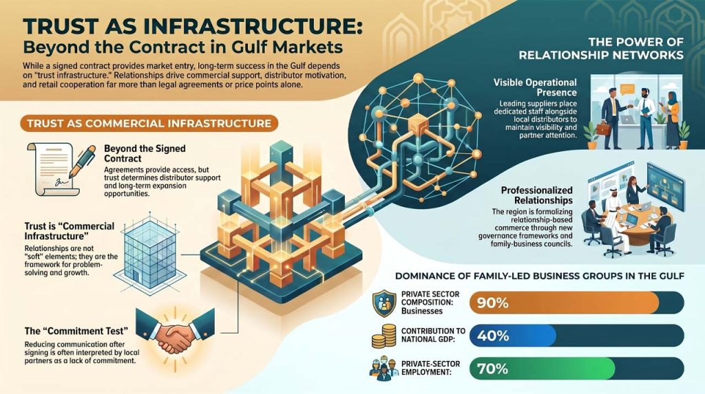 Understanding trust as market infrastructure in Middle East. | AI infographic